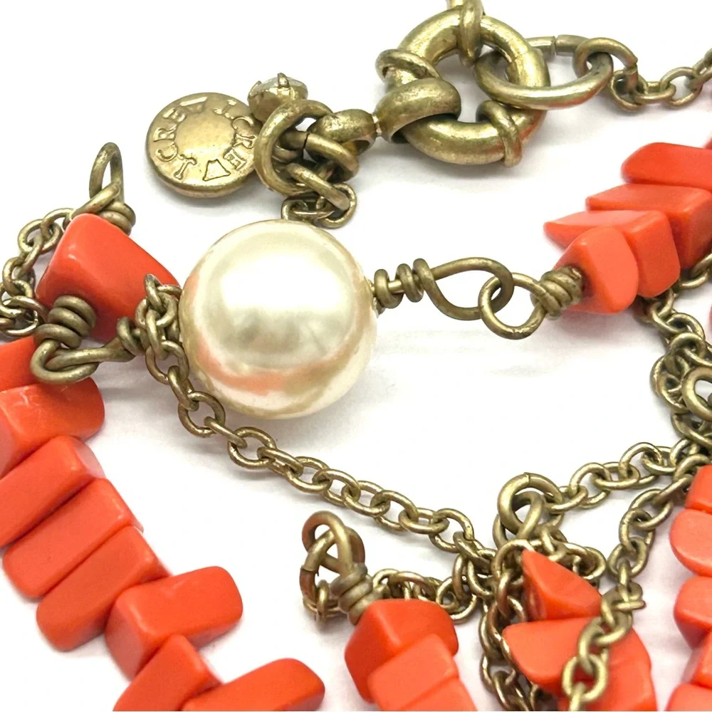 J. Crew Orange Beaded and Pearl Necklace